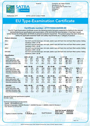 شهادة CE لواقيات الأذن 